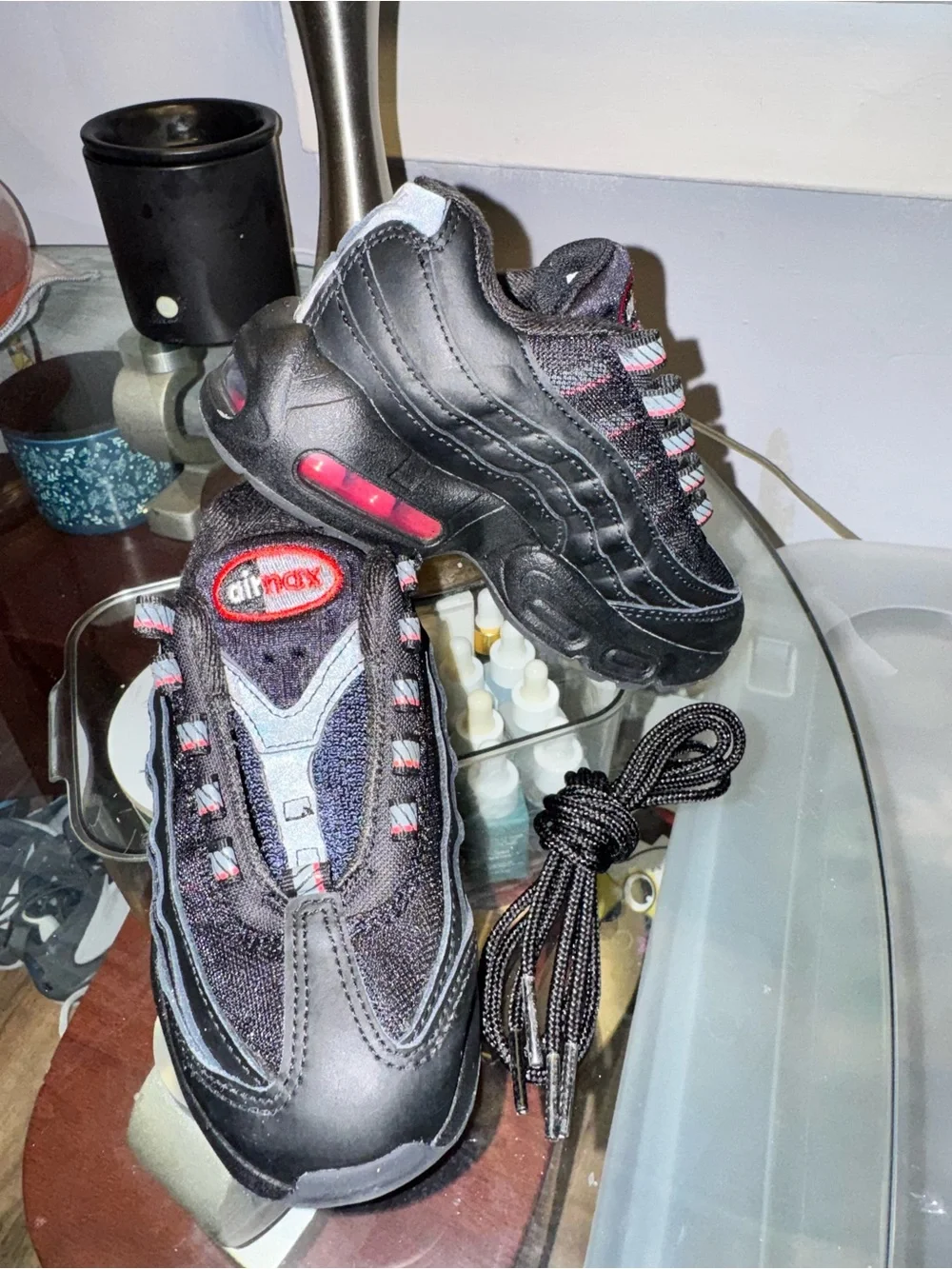 Nike Kids Black Sneakers with Red Accents